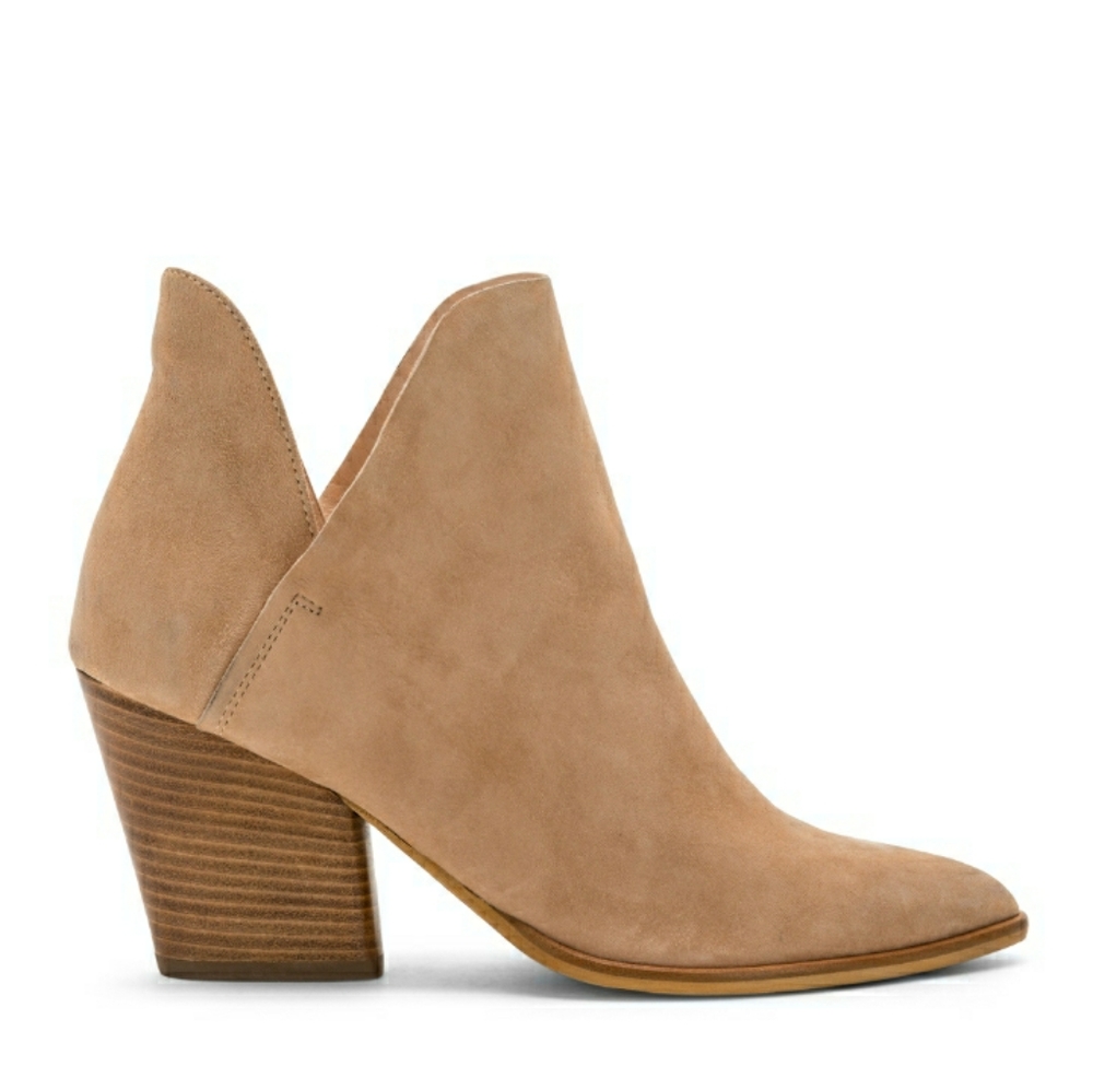 POINTED TOE STACKED HEEL CUT OUT ANKLE BOOTIES 6